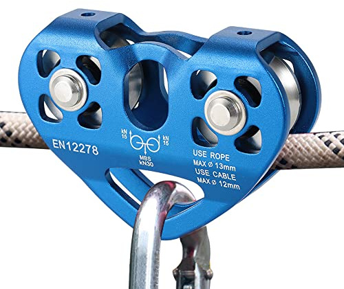 Lixada Zip Line Pulley 30KN Tandem Speed Double Pulley for 1/4 5/16 3/8 1/2 Cable Backyard Zipline, Hauling, Rigging and Commercial Purposes,Holds Upto 6700lbs