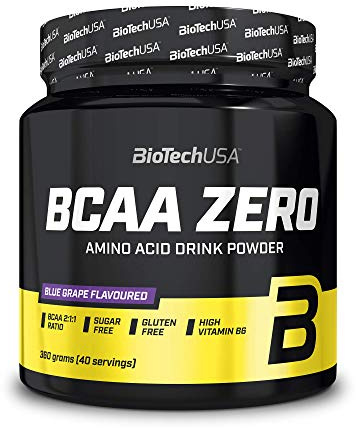 BioTechUSA BCAA Zero | Essential Amino Acid Powder | 6g BCAA with Instant L-Leucine | Vegan | Sugar-Free, Lactose-Free, Gluten-Free, 360 g, Blue Grape