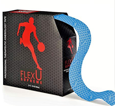 FlexU Kinesiology Tape - Blue, Bulk Pack (140 Pre-Cut 2x10 I-Strips, 35m) - Sports Athletic Tape for Runners, Crossfit & Gym - Waterproof, Latex-Free