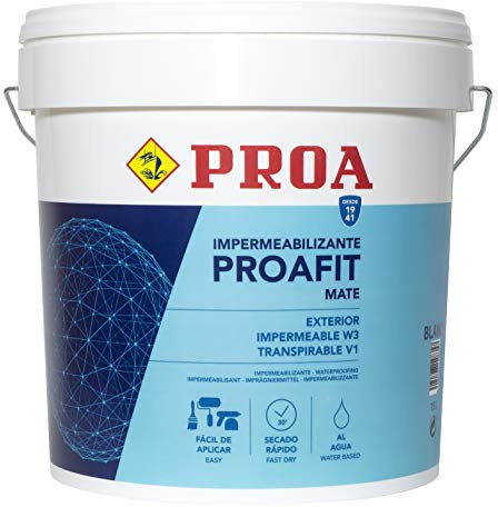 PROAFIT PINTURA TRANSPIRABLE IMPERMEABILIZANTE EXTERIOR. BLANCO. 15 L.