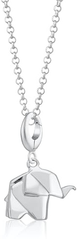 Lily Charmed - Origami Elephant Pendant Necklace 925 Sterling Silver or 18ct Gold Plated with 18 Inch Chain