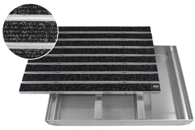 EMCO Eingangsmatte DIPLOMAT Large Rips anthrazit + ALU Bodenwanne Fußmatte Schuhabstreifer Fußabstreifer, Größe:100x50cm