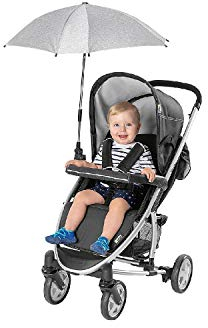 reer ShineSafe Sonnenschirm für Kinderwagen, universal nutzbar, dreh- und neigbar, grau