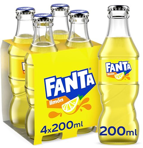 Fanta Limón Refresco Bajo en Calorías Pack 4 Vidrio 200 ml