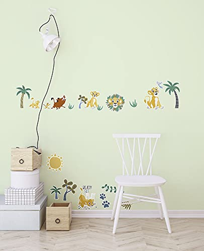 Disney Wandtattoo von Komar - Lion King Palmtrees - 50 x 70 cm (Breite x Höhe) - 34 Teile - Pumbaa, Timon, Simba, Lion King, König der Löwen, Deco-Sticker, Wandaufkleber, Kinderzimmer - 14102h