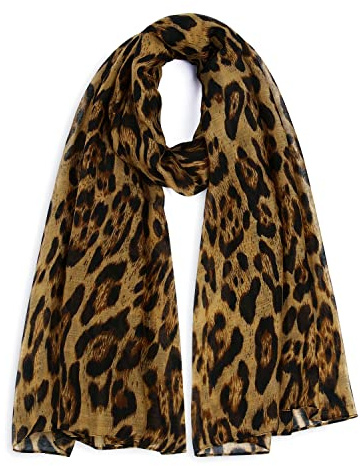 E-Clover Scarfs for Women Leopard Print Scarf Animal Scarves Shawl for Spring Summer Fall Winter Mom Mothers Day Gifts Brown