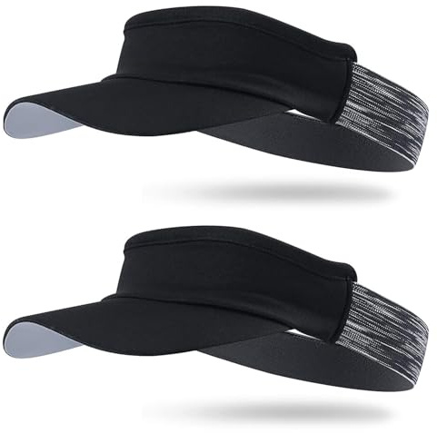 Arcweg Visor Elastisch Sonnenschild Mit Frottee Stirnband Tragbar Schweißaufnehmbar Sonnenhut Visor Hat Sport Cap Schirm für Tennis Running Golf Wandern (Schwarz+Rot, One Size)
