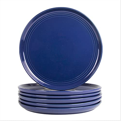 Double Line 10.5 Dinner Plate, Set of 6, Cobalt Blue
