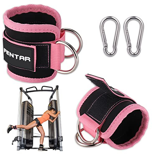 2 Stück Fußschlaufen Kabelzug mit D-Ringen Fußmanschetten und Karabiners, Fußschlaufen für Fitness Training, Fußmanschetten kabelzug für Männer und Frauen Beinstrecker, Gesäßmuskeln und Beintraining