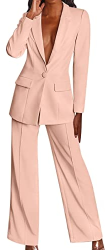 Hosenanzug Damen Elegant Business Hosenanzüge 2 Teiler Abendrobe Outfit Set Langarm Anzugjacke und Anzughosen Zweiteilig Büro Slimfit Formal Blazer Modern Festlicher Suit