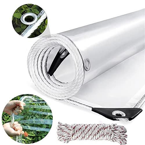 Tarps Grommets Heavy Duty Waterproof PVC Transparent - Tarpaulin Poly Clear Vinyl Lona Cover - 14 Mil Clear Awning Canopy Patio Tent Enclosure - Tarp to Cover The Sun and Rain 6x13ft