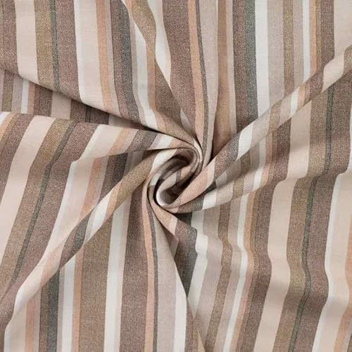 Streifen, Stoff, Baumwollstoff, Beige als Meterware zum Nähen, 50 cm