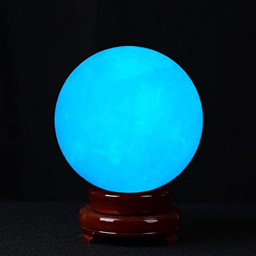 HANASE 1 STÜCK Natürlicher Leuchtstein Weiße Jade Fluorit Mineralkristall Leuchtkugel Briefbeschwerer Beruhigende Feng Shui Wohnkulturkugeln,b,50MM