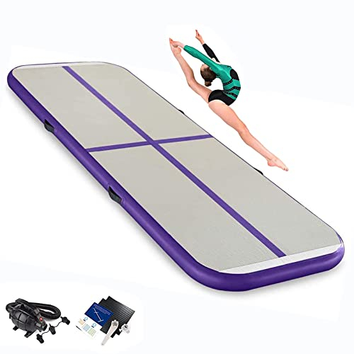 UVCMDUI Aufblasbare Turnmatte Matte Gymnastikmatte 3/4m, Sportmatten Yogamatte 10/20cm Dicke, Air Tracking Matte Tumbling Matten für Zuhause, Outdoor, Yoga,Lila,300x100x10cm