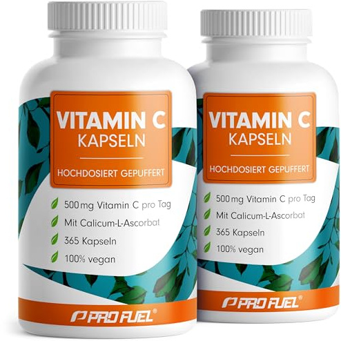 Vitamin C hochdosiert - 730 Kapseln - 500 mg Vitamin C gepuffert - hochwertiges Calcium-Ascorbat optimal hochdosiert - laborgeprüft mit Zertifikat - 100% vegan 2x 365 Kapseln