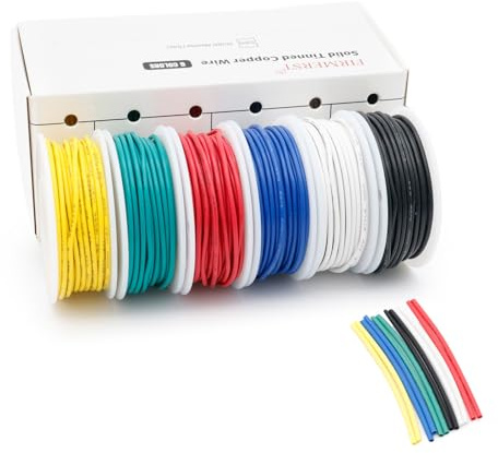 FIRMERST 22 Gauge 0,3 mm² Elektronikdraht, verzinntes Kupfer, 9 m, 6 Farben | Massiver Kupferleiter, Verzinnt, PVC-Isolierung, Lötbar, Für Elektronik und Modellbau