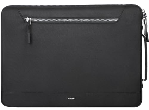 LANDICI 360°Protective Laptop Sleeve Carry Case 14 15 Inch, Waterproof Computer Cover Bag for MacBook Air M2 15, MacBook Pro 14/15, HP Lenovo chromebook 14, Black