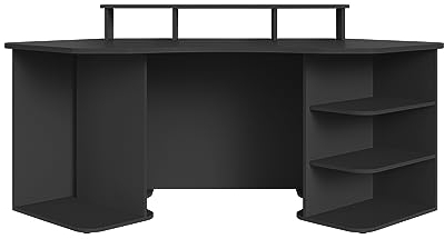 byLIVING THANATOS 01 Schreibtisch, Holzwerkstoff, Schwarz, B 198, H 93,5, T 85 cm