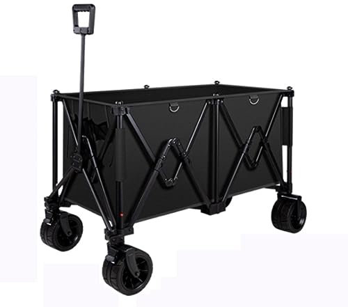 Bollerwagen Faltbar Strandwagen Zusammenklappbarer, Zusammenklappbarer Wagen, Großer Tragbarer Wagen Mit Rädern, Verstellbarem Griff Und Getränkehaltern Für Den Einkauf Im Garten Im Freien Gartenwagen