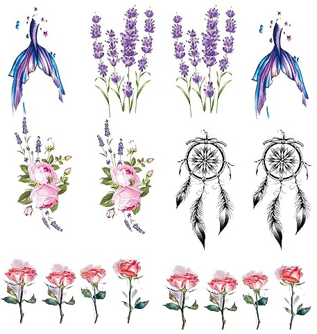 12 Pcs Temporary Tattoo Stickers Art Stickes Realistic tattoo stickers Suitable for women and girls Random color
