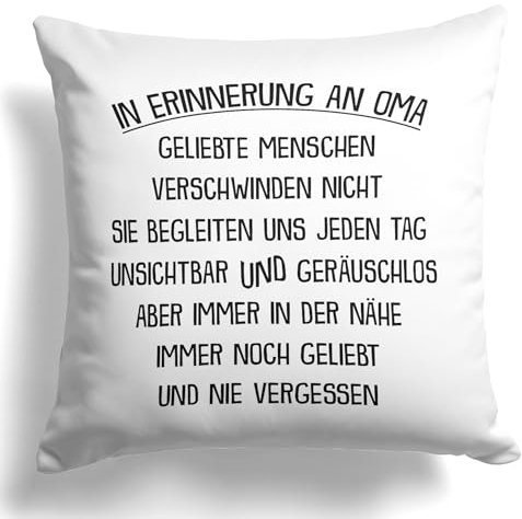 22Feels In Erinnerung an Oma, Trauer Geschenk Andenken an Grossmutter, Kondolenz Grosseltern RIP Beerdigung Deko Frauen Männer (Weiss, Quadratisch, 40x40cm)
