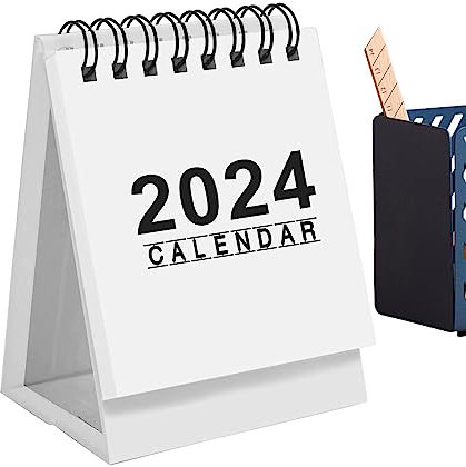 Qumiuu -Tischkalender 2024-2025 | 360-Grad-Seitendrehstabiler 2024-Tischkalender mit leerem Notizblock | Klappkalender für den Schreibtisch zum Planen, Planen und Organisieren
