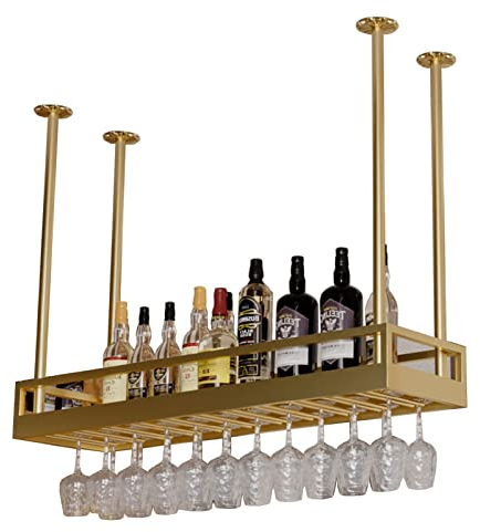 Portabottiglie da soffitto Portabottiglie da Muro Portabottiglie da Muro Portabicchieri da Vino a Parete Bar Domestico Ristorante Cucina Espositore Multifunzionale (Dimensioni : 120cm)