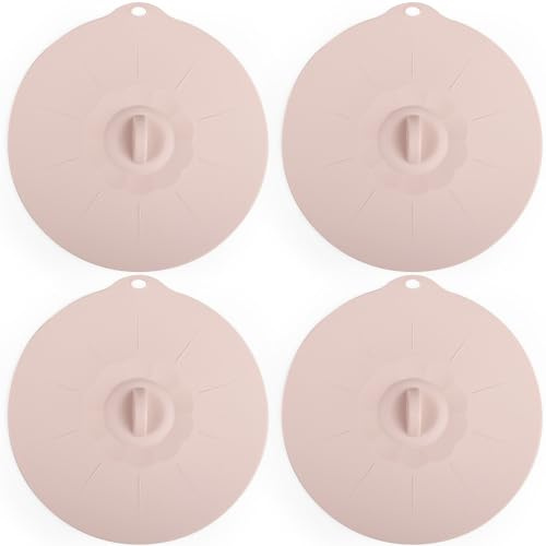4 Pack 7.8 Silicone Lids for Cups Bowls Plates Pans, Microwave Splatter Cover, Kitchen Containers Lids Cover for Food Storage, Medium