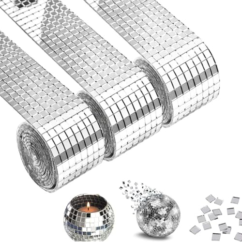 Yuaiosn 4800 Pièces Mini Carreaux de Mosaïque Miroir, Carrelage Miroir Mosaïque Carré, Autocollants Carrés en Mosaïque de Verre Mini Autocollants Miroir pour DIY Disco Party DIY Decor (5 x 5 mm)