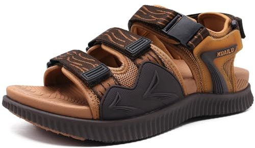KuaiLu Sandali Trekking Uomo Comode Passeggio Camminata Ortopediche Fascite Plantare Arch Support Sportivi Regolabile Estive Aperte Escursionismo Antiscivolo Scarpe Arrampicate Marrone Khaki 43