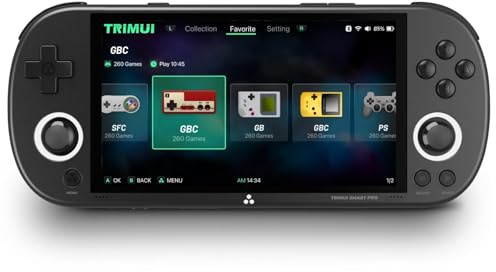 Trimui Smart Pro Handheld Game Console, Mini Player Compatible With More Than 20 Formats Of Games And 5 Inch Ips High-Definition Screen, Portable Video Console (Black 128G)