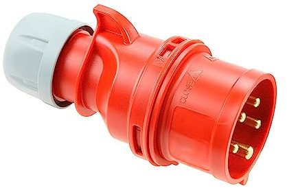 Clavija 32A 400V~ IP44, tipo CETAC, 3 polos + neutro + toma de tierra, ideal para conexiones eléctricas industriales y exteriores.