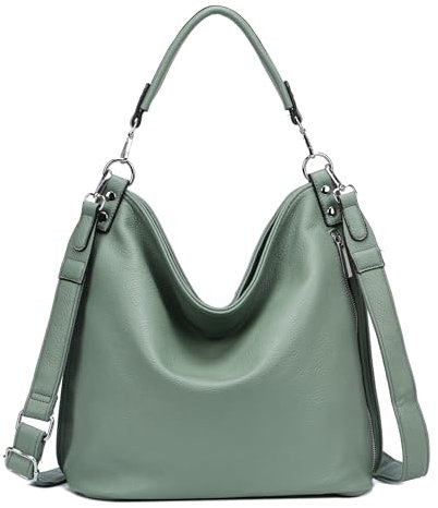 OBC XXL Damen Tasche mit 2 Gürtel Shopper Schultertasche Umhängetasche Hobo Bag Reisetasche Handtasche für Schule Freizeit Beuteltasche Urlaub Weekender Leder Optik Mint