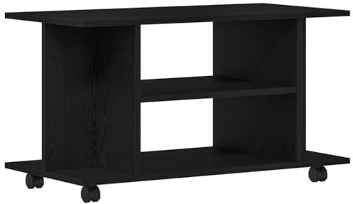 vidaXL Mobile TV Ruote Rovere Nero 80x40x45cm Legno Multistrato, Mobile TV, Mobile Porta TV, Mobile multimediale, credenza TV, Armadio Hi-Fi