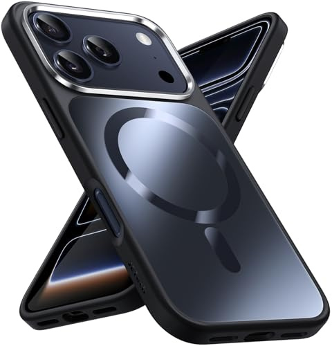 JETech Magnetische Hülle für iPhone 17 Pro Max, Schwarz | Kompatibel mit MagSafe, Metallische Matte Oberfläche, Galvanisierter Handyhülle, Schlanker Stoßschutz