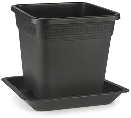Easy Act Topf viereckig 25L (33,5 x 33,5 x 33,5cm) mit Untersetzer | Pflanztopf, Blumentopf, Pflanzkübel, Vierkant-Topf, Anzucht, Pflanzgefäß Anzuchttopf Auffangschale