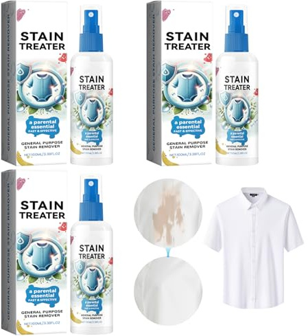 Stain Treater Spray 100ml Tragbar Fleckenentferner Kleidung Stain treater Spray Für Babykleidung Entfernt schnell hartnäckige Flecken aus Kleidung, Stoffen und Teppichen 3 Stück