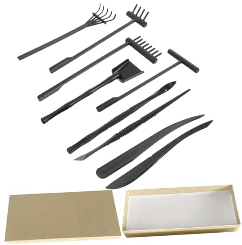 Milisten Mini Zen Garden Tools Mini Rake Set 9Pcs Plastic Decorative Different Shapes for Sand Table Landscaping and Layout Decors, Creating Sand Shapes Meditation Accessories