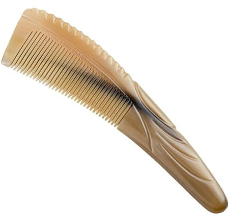 IWOWHERO Ox Horn Hair Comb Dickes Abgerundetes Design für Kopfhautmassage Antistatisch Sanftes Entwirren von Dickem Lockigem und Gewelltem Haar Eleganter Naturhorn kamm für Haartypen