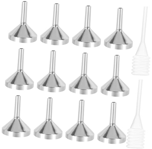 DIYEAH 10 piezas Mini Embudos de Metal para Rellenar Perfumes y Líquidos Accesorios para Laboratorio y Manualidades con Gotero de Precisión Derrames