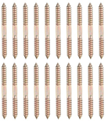 QUARKZMAN 20 Pcs Goujons À Double Filetage, M8 x 80 mm Acier Au Carbone Goujons D'Accrochage, Vis À Bois Autotaraudeuses Pour Assemblage Meubles Bois, Couleur Zinc