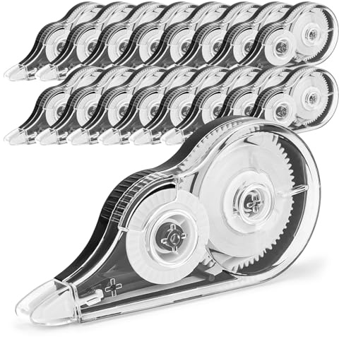 JEFURE Correction Tape Set, 16 Pcs, 12 m x 5 mm, Black | Large Capacity White Out Correction Tape Roller, Pocket Mouses for School Note Taking and Office Supplies & Home Use