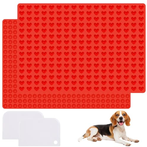 Baking Mat Dog Biscuits 2Pcs Silicone Baking Mats Bpa-Free | 255 Heart Shape 1,6cm,468 Hemispherical Shape 1.2cm,Dog Treat Moulds für Schokolade Eiswürfel selbstgemachte Snacks