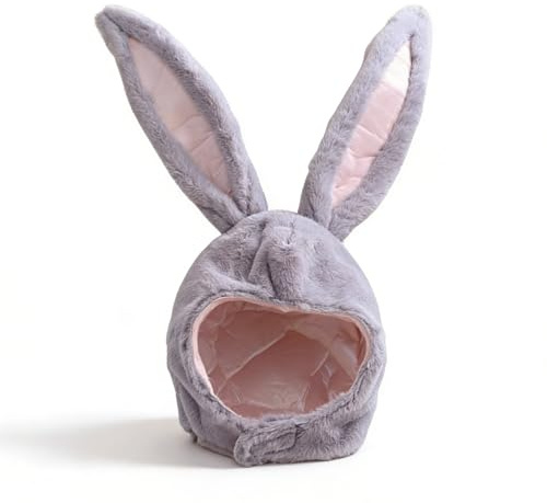 Mirrwin Hasenohren Kappe, Kaninchen Ohren Hut Plüsch-hasenohren Kopfbedeckung Hasenmütze Accessoires für Karneval, Ostern & Cosplay Osterhasen Kostüm Geschenk für Frauen, Mädchen, Einheitsgröße, Grau