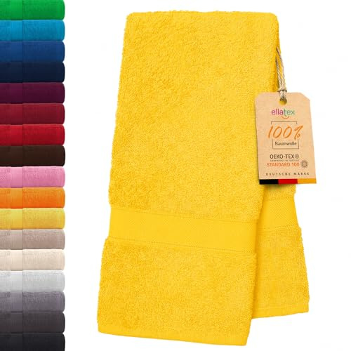 EllaTex Paris Saunatuch XXL 100x200 cm – 100% Baumwolle, 500 g/m² Frottier, extra groß & flauschig, Farbe: Sonnengelb