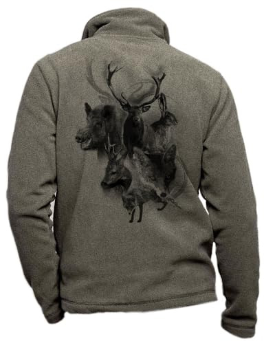 Veste en Polaire Kaki personnalisé cerf - Tenue de Chasse Taille 2XL