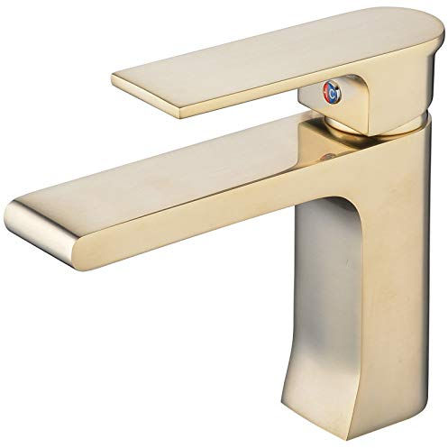 Kommerzielle Toilette Einhand-Waschtischarmatur, Einloch-Badarmatur in zeitgenössischem Design, Goldene Bürste, Beelee BL6308BG