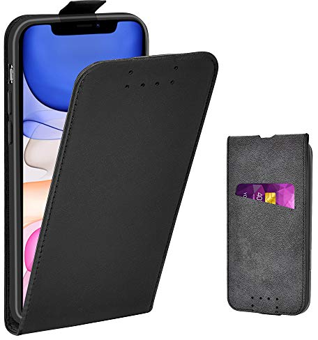 Adicase iPhone 11 Hülle Leder Tasche für Apple iPhone 11 Handyhülle Flip Case Schutzhülle (Schwarz)