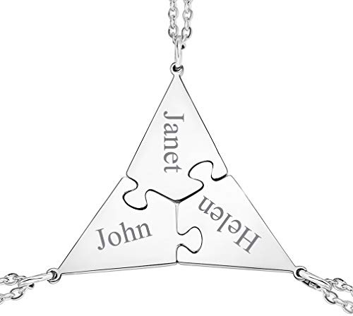 FaithHeart personalisierte Puzzle Anhänger DIY Namenskette aus Edelstahl BFF Freundschaftskette Familienkette mit Gravur Puzzle Kette für 2/3/4/5/6/7/8