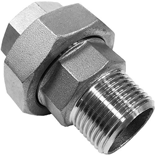 Verschraubung flach dichtend aus V4A Edelstahl 1 1/4 Zoll Innengewinde Außengewinde IG x AG DN32 Gewinde Fitting Trinkwasser geeignet Rohr Kupplung Verbinder Anschluss VA INOX